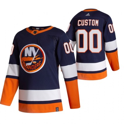 New York Islanders Custom Navy Blue Men's Adidas 202021 Reverse Retro Alternate NHL Jersey